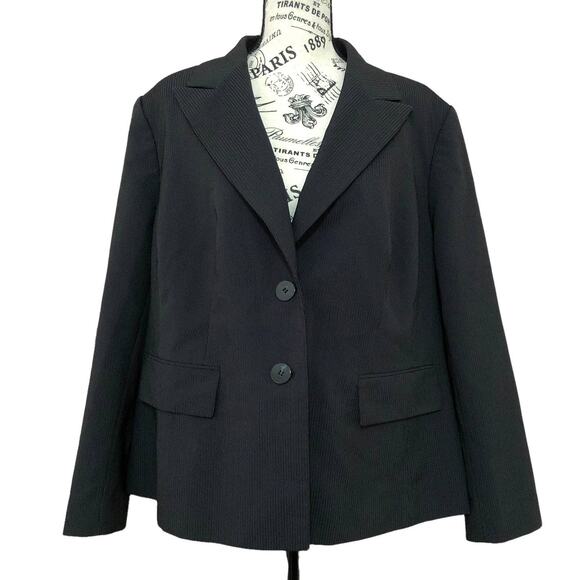 Evan Picone 18W Pinstriped Double Flap Pockets Notched Lapel Suit Jacket Blazer - Picture 1 of 10